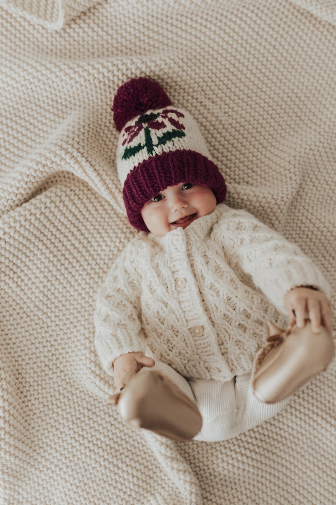 Coneflower Plum Hand Knit Beanie Hat Baby & Kids SALE - Wild Child Hat CoHuggalugs