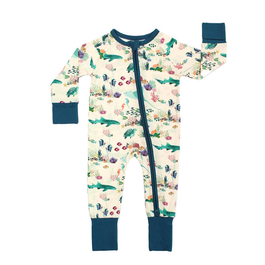 Coral Reef Bamboo Convertible Baby Pajama - Wild Child Hat CoEmerson and Friends