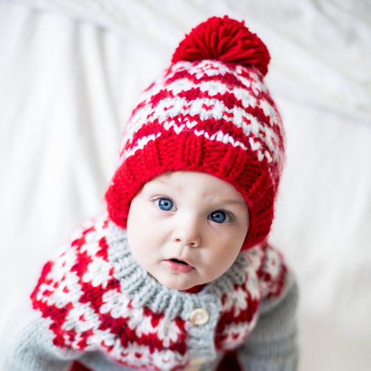 Fairisle Red Beanie Hat for Baby & Kids - Wild Child Hat CoHuggalugs