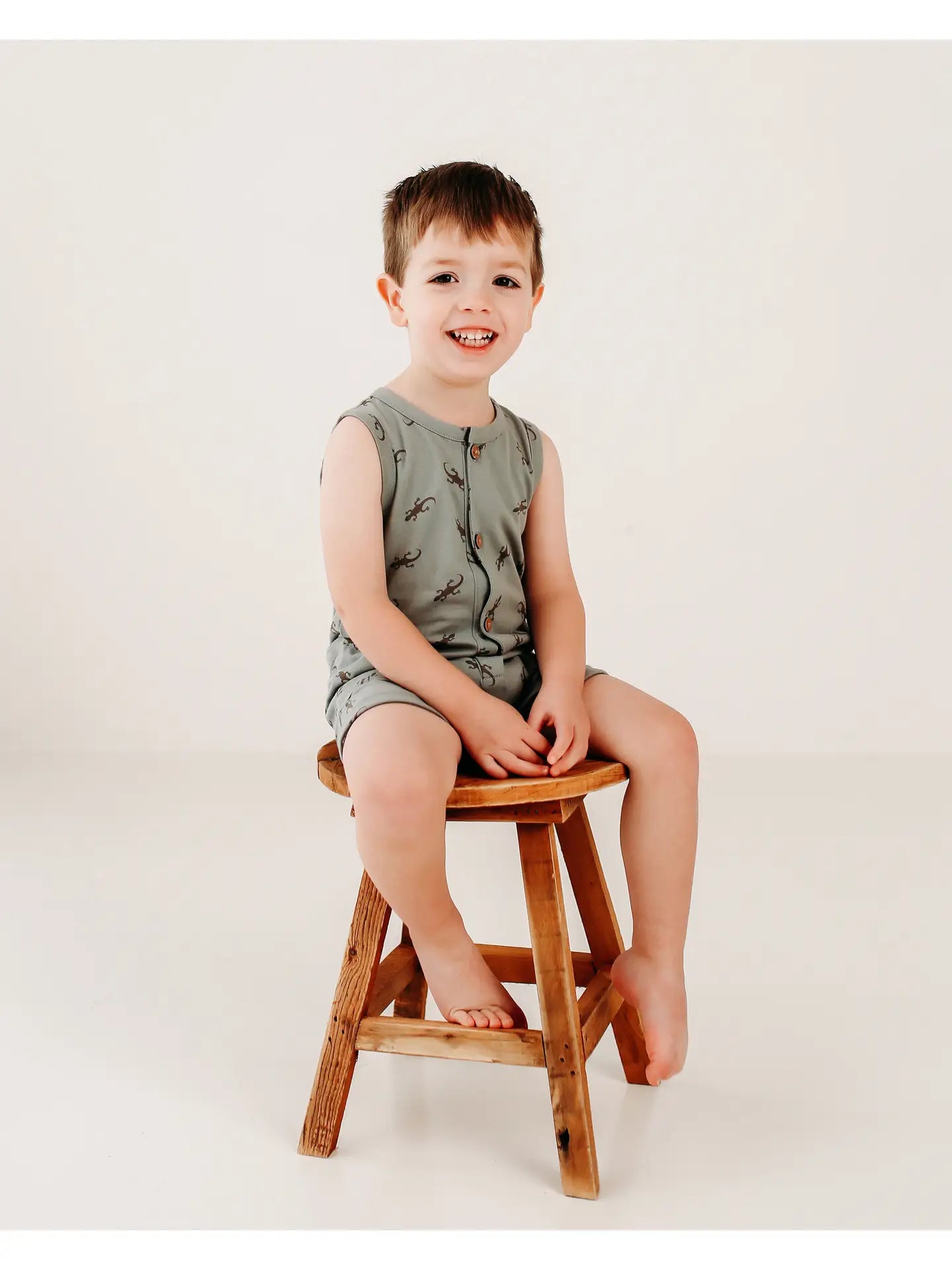 Henley Tank Short Romper- Salamander- Pond - Wild Child Hat CoCity MouseTank Romper