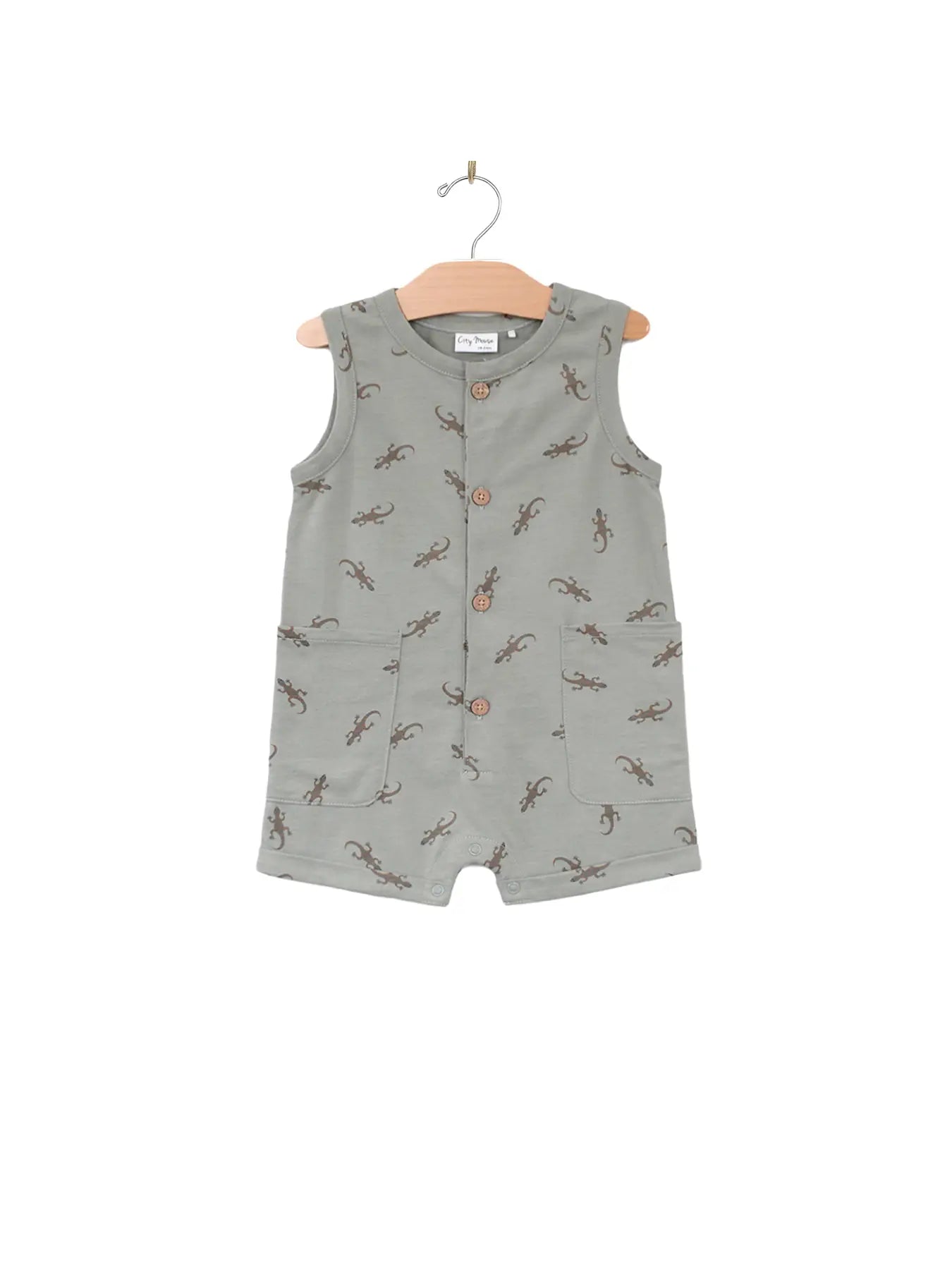 Henley Tank Short Romper- Salamander- Pond - Wild Child Hat CoCity MouseTank Romper