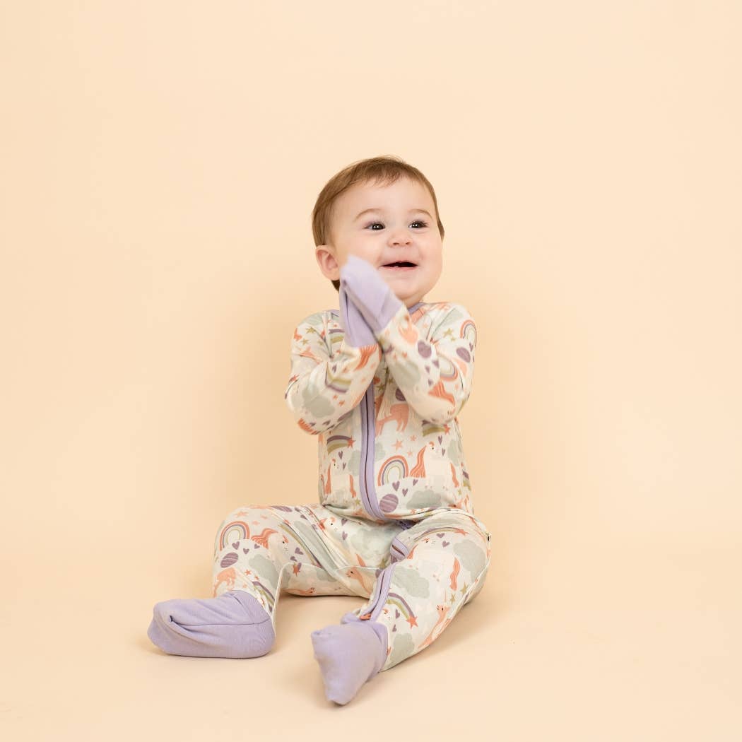 Magical Unicorns Bamboo Convertible Baby Pajamas - Wild Child Hat CoEmerson and Friends