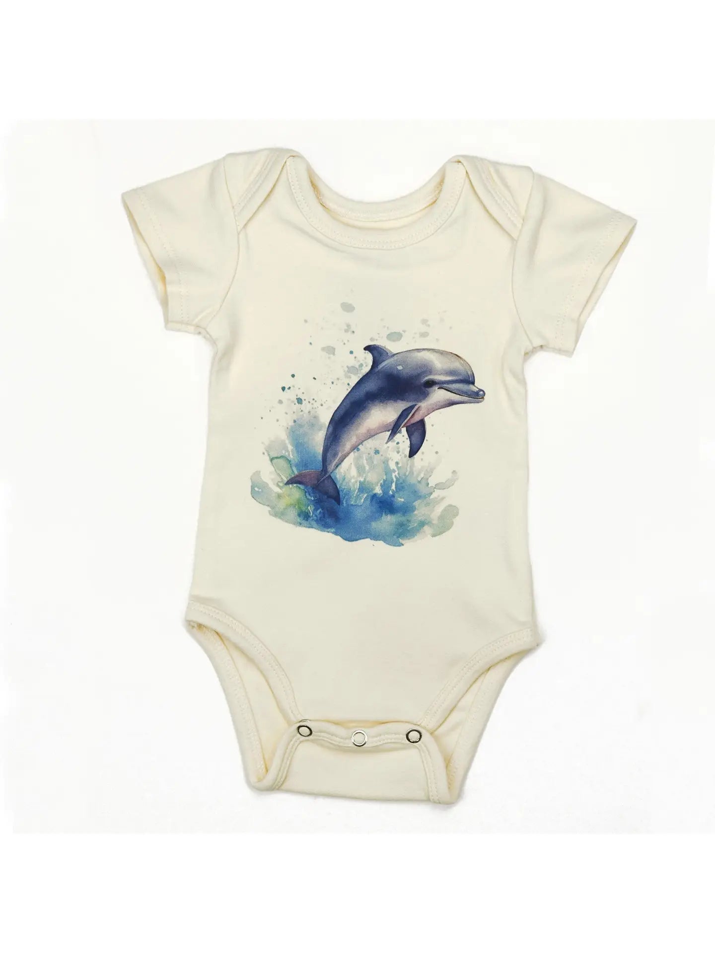 Organic Cotton Short Sleeve Baby Bodysuit, Splash - Wild Child Hat CoEarthyOnesie
