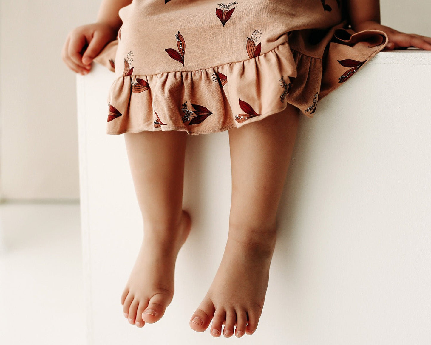 Ruffle Dress- Lily of the Valley- Peach - Wild Child Hat CoCity MouseDress