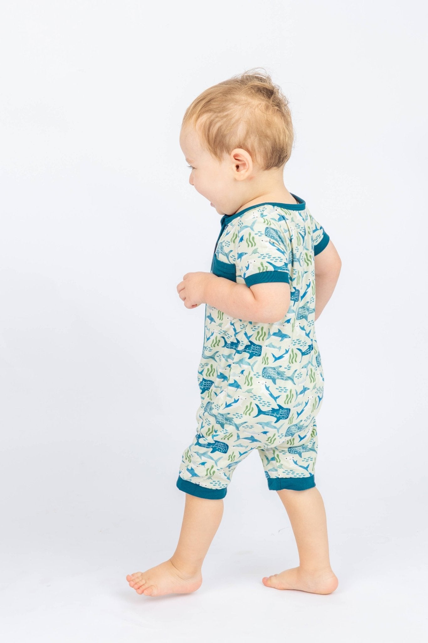 Shark Friends Bamboo Baby Shortie Romper Jumpsuit - Wild Child Hat CoEmerson and Friends