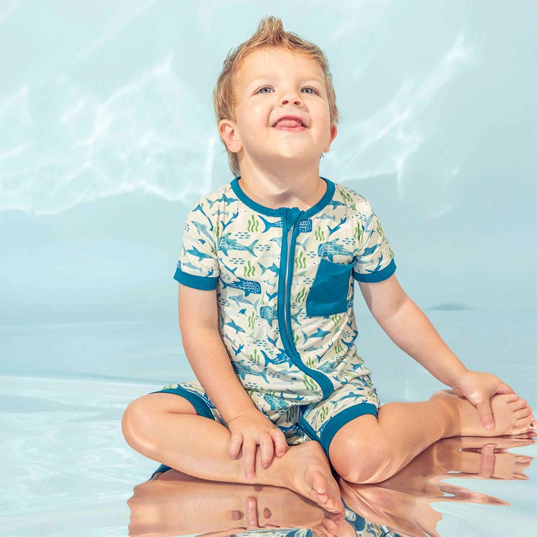 Shark Friends Bamboo Baby Shortie Romper Jumpsuit - Wild Child Hat CoEmerson and Friends