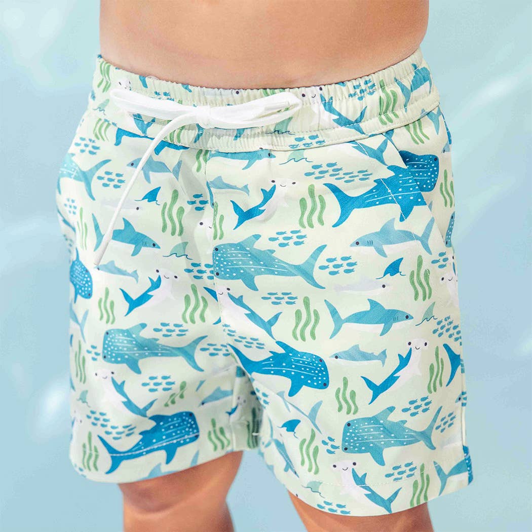 Shark Friends Ocean Animals Boys Swim Trunks Kids Swimsuit - Wild Child Hat CoEmerson and FriendsBathing Suit