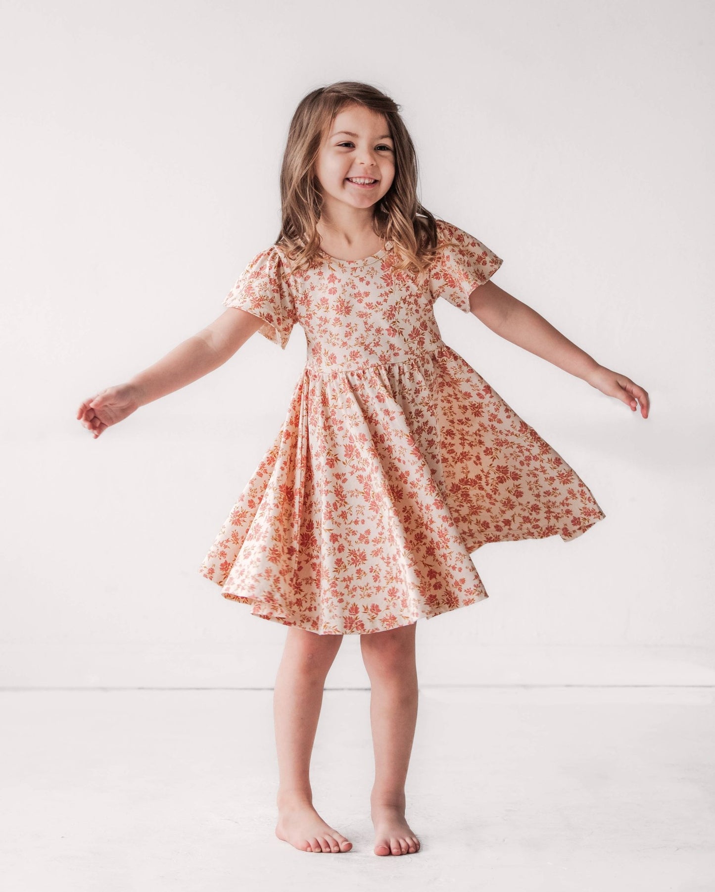 Twirl Dress - Blush Floral - Wild Child Hat CoCity Mouse Studio