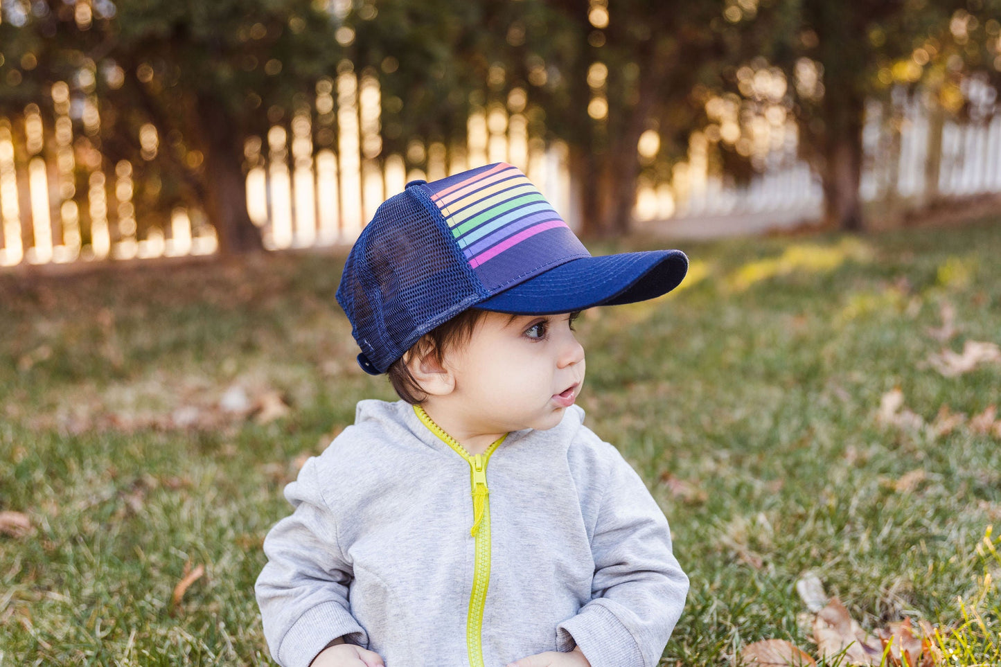 Blue Rainbow Stripe Trucker Hat - Wild Child Hat CoWild Child Hat CoTrucker Hat