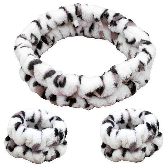 Face Washing Headband and Wristband Set-Leopard - Wild Child Hat CoFrog SacHeadband