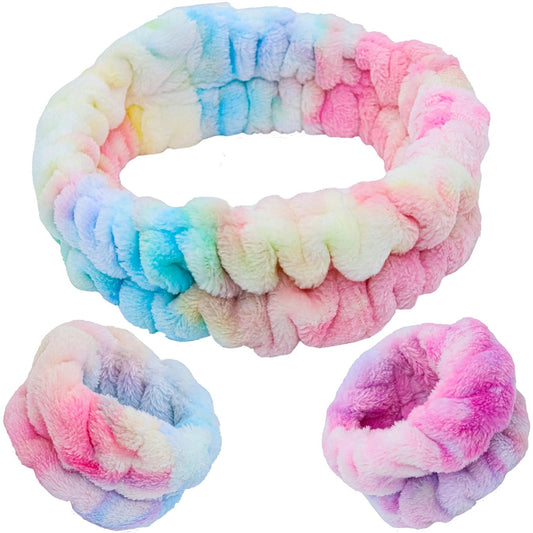 Face Washing Headband and Wristband Set-Rainbow - Wild Child Hat CoFrog SacHeadband