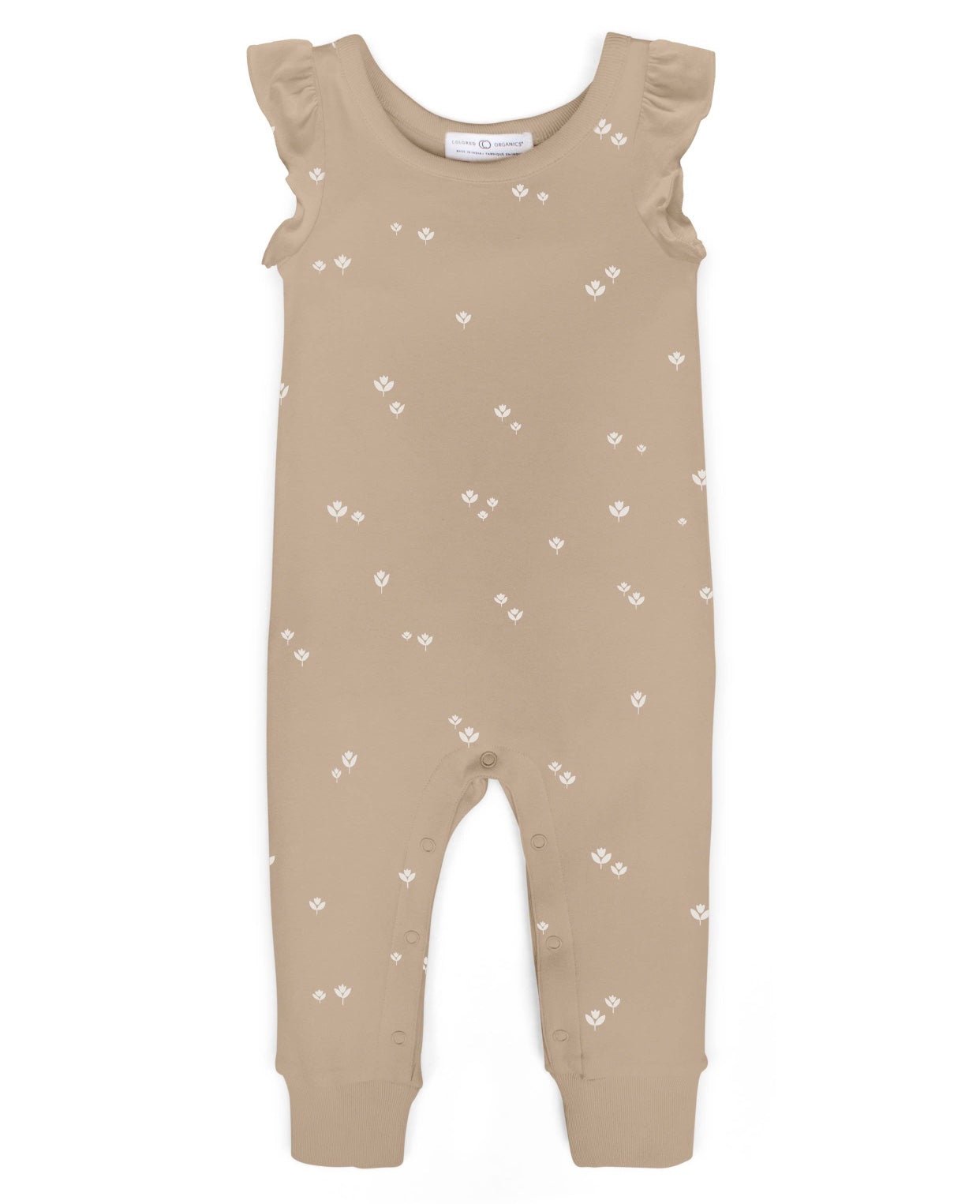 Flora Flutter Sleeved Romper-Tulip Print - Wild Child Hat CoColored OrganicsRomper