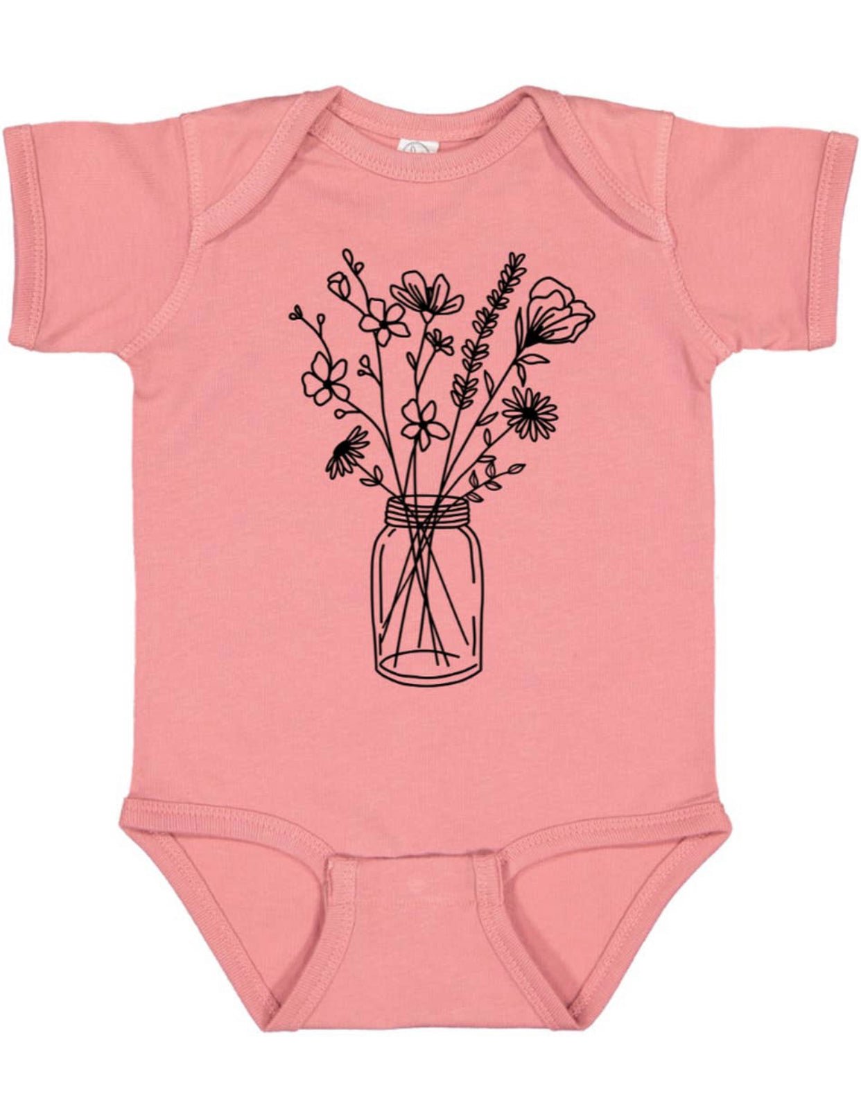 Flowers in Mason Jar Bodysuit - Wild Child Hat CoCordelia RaeOnesie