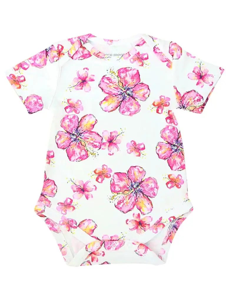 Hibiscus Kiss Bamboo Onesie - Wild Child Hat CoCoco MoonOnesie