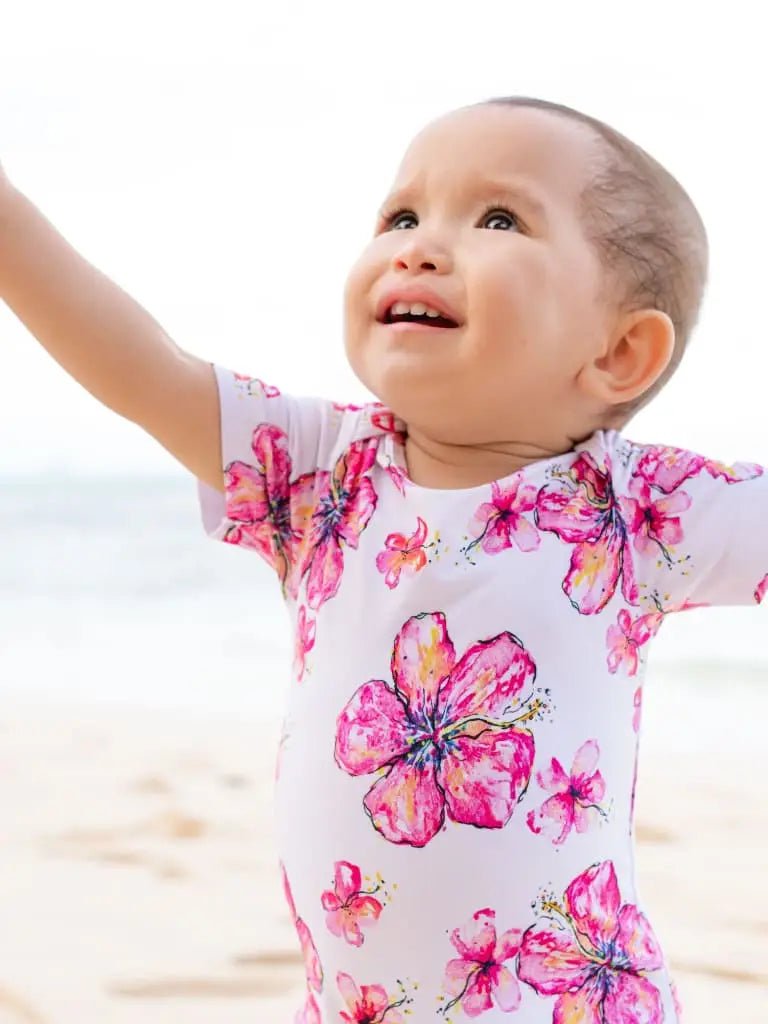 Hibiscus Kiss Bamboo Onesie - Wild Child Hat CoCoco MoonOnesie