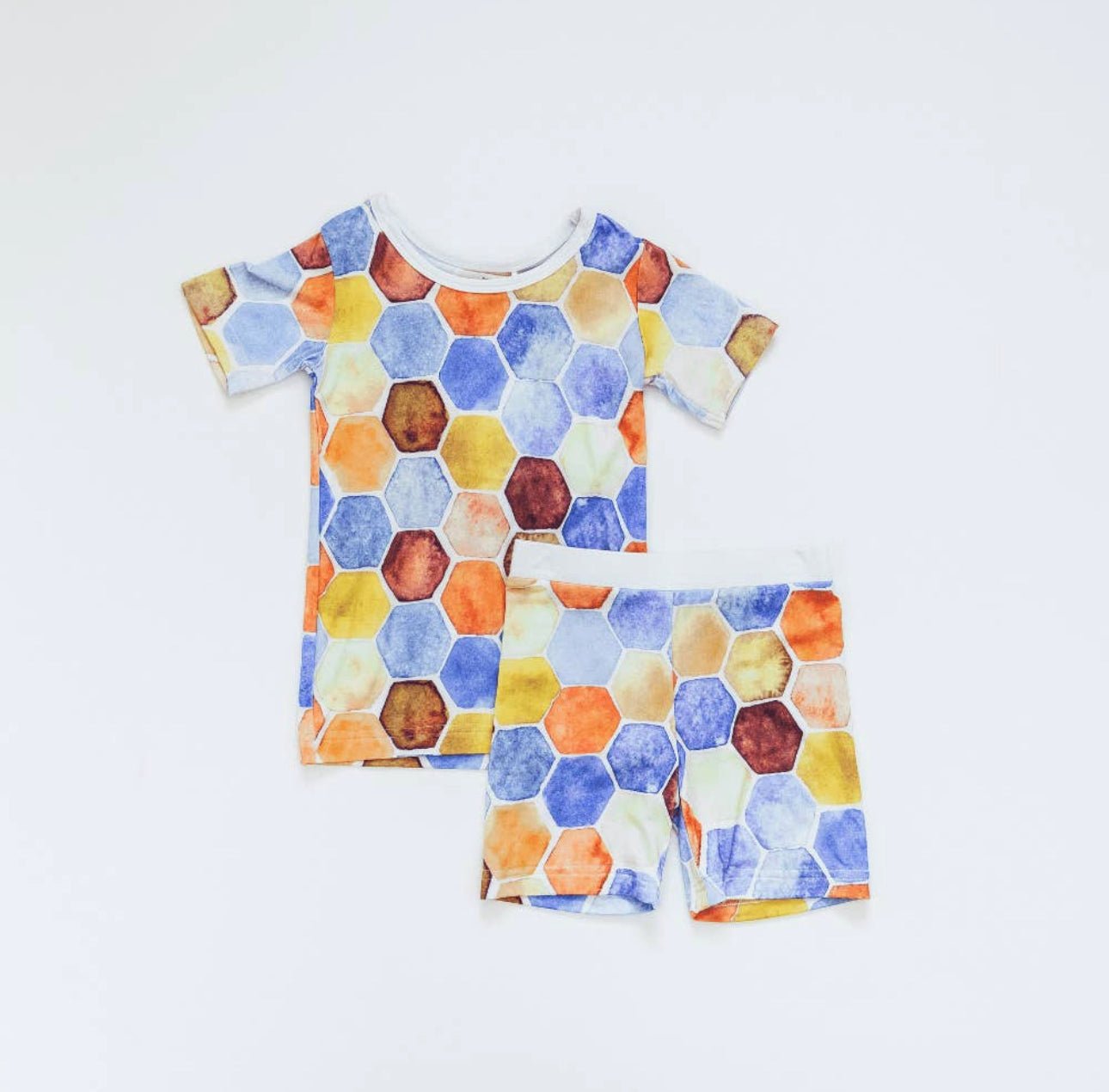 Honeycomb Short Sleeve Pajama Set in Blue - Wild Child Hat CoWild Child Hat Co