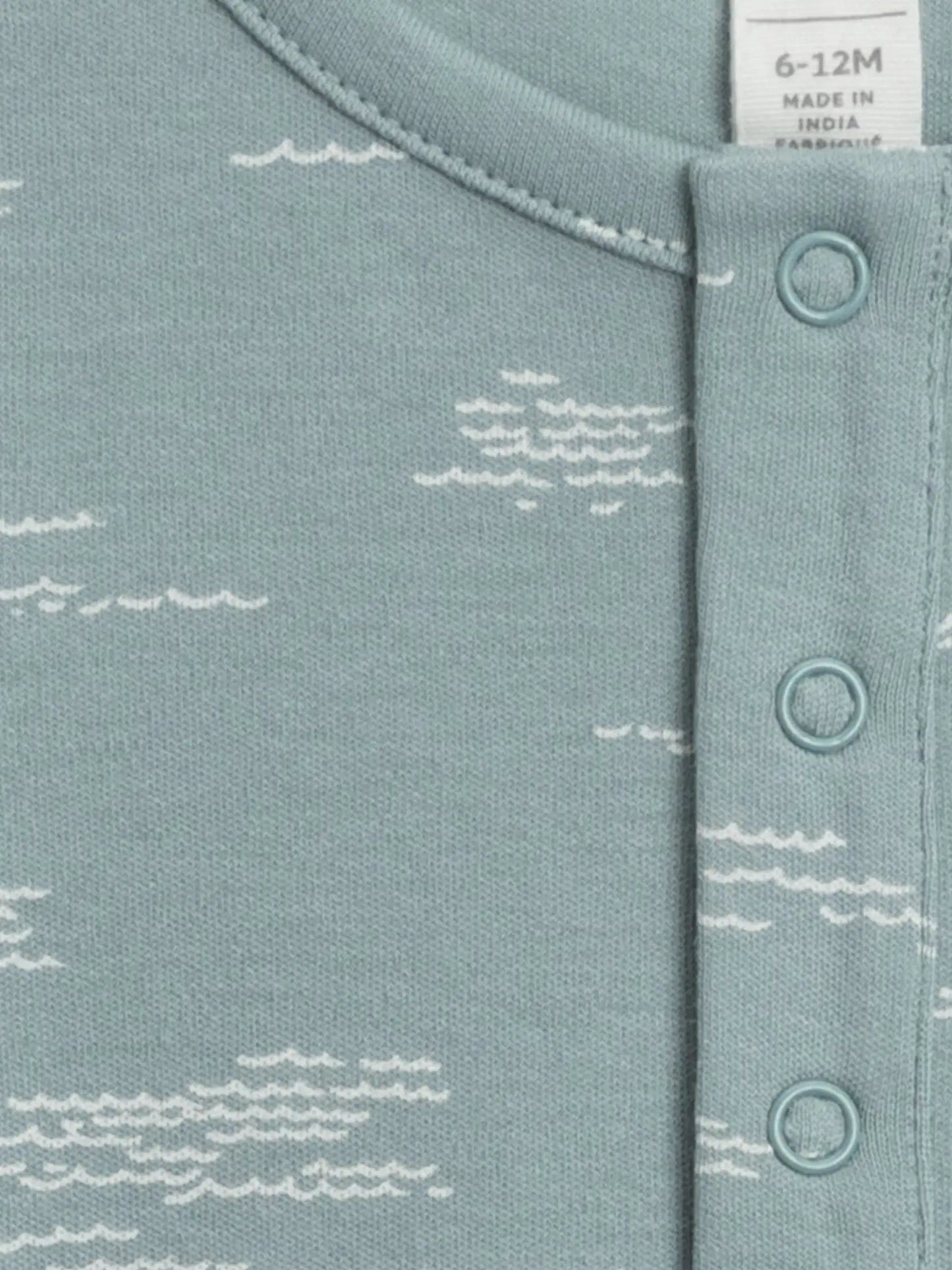 Mason Short Sleeve Romper - Waves / Ocean - Wild Child Hat CoColored OrganicsRomper
