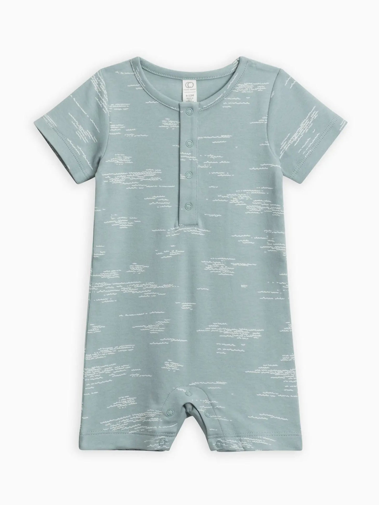 Mason Short Sleeve Romper - Waves / Ocean - Wild Child Hat CoColored OrganicsRomper