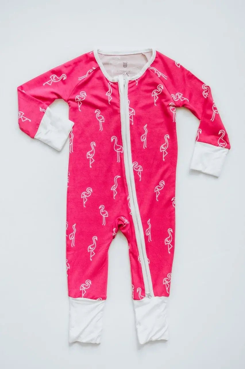 Pink Flamingo Zipper Romper - Wild Child Hat CoKinderleinPajamas