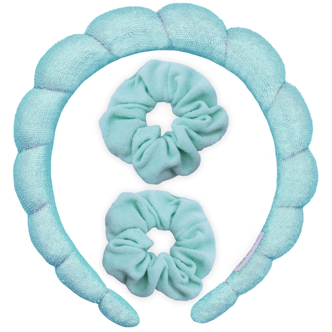 Puffy Terry Cloth Padded Spa Headband with Scrunchies- Mint - Wild Child Hat CoFrog SacHeadband