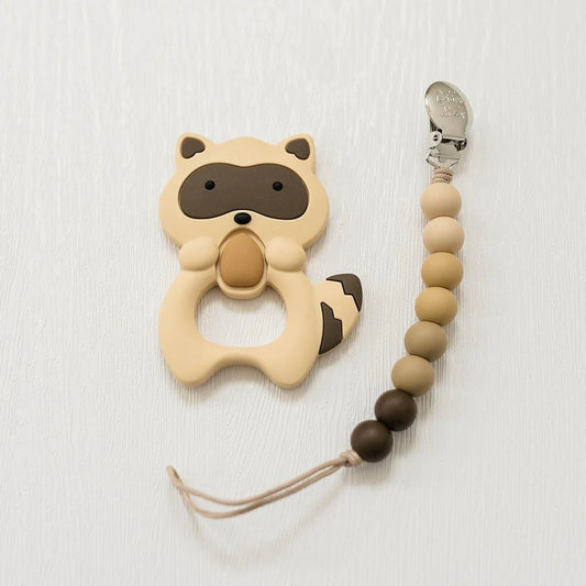 Raccoon Teether Set- Brown - Wild Child Hat CoGolden Baby