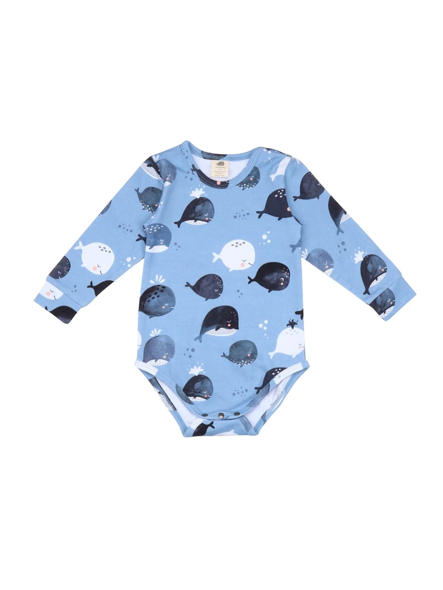 Whale Long Sleeve Bodysuit - Wild Child Hat CoWalkiddyOnesie