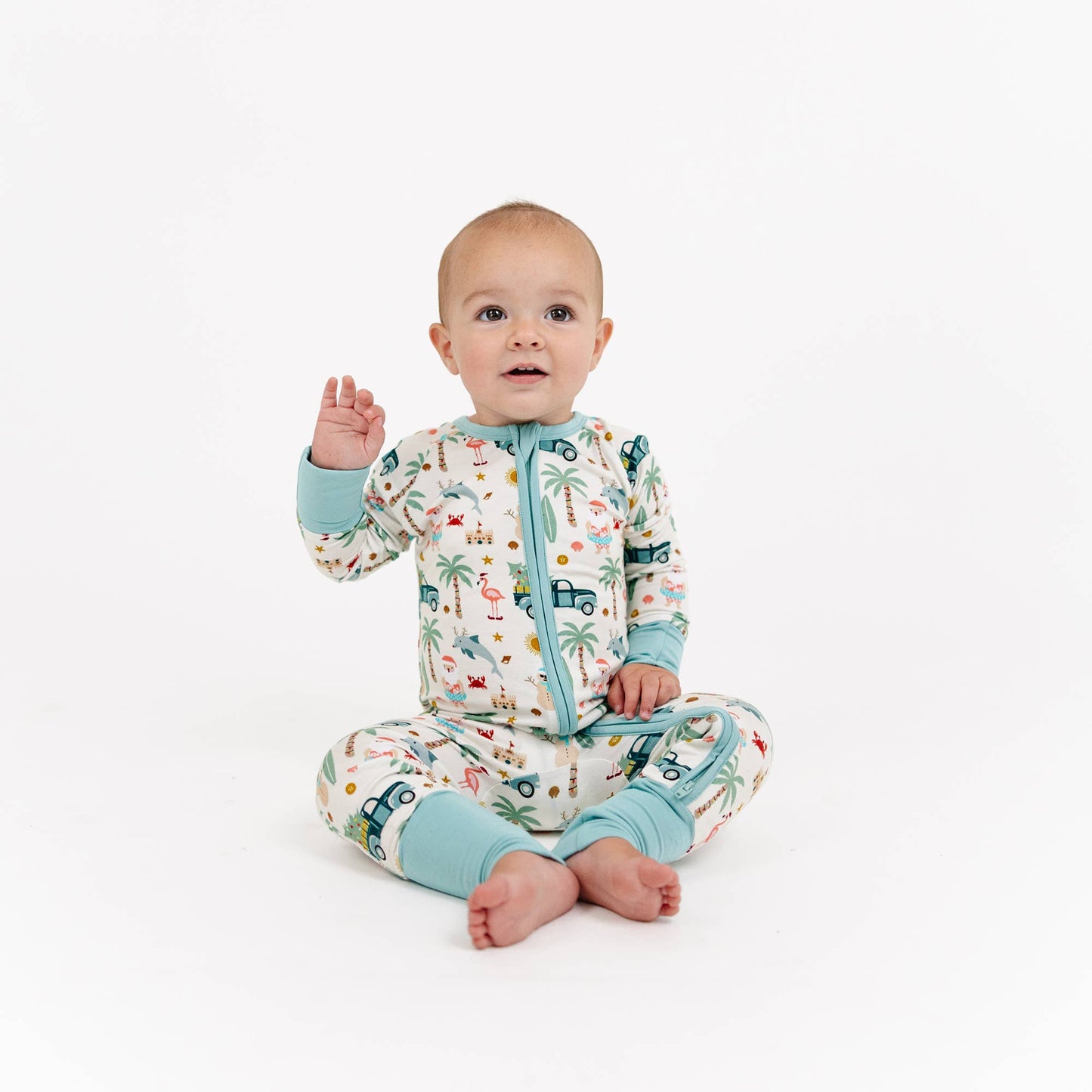 Coastal Christmas Bamboo Convertible Baby Pajama - Wild Child Hat CoEmerson and Friends