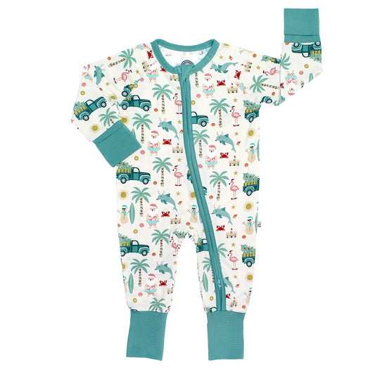Coastal Christmas Bamboo Convertible Baby Pajama - Wild Child Hat CoEmerson and Friends