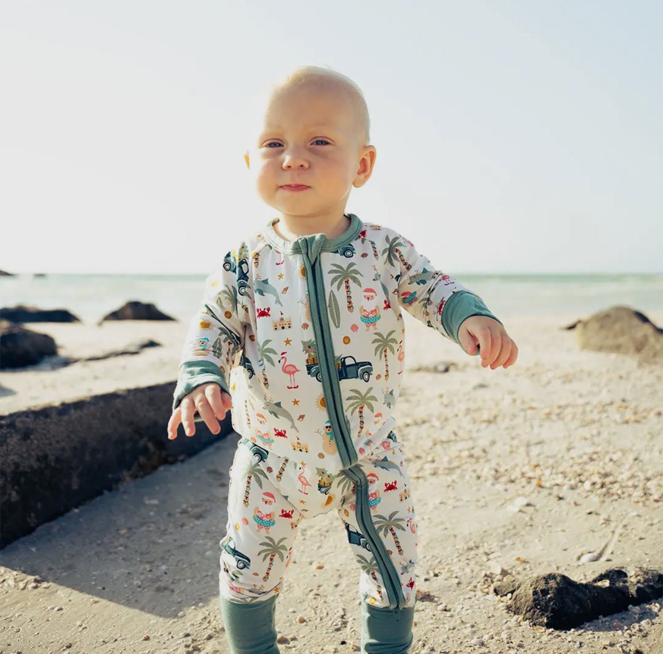 Coastal Christmas Holiday Bamboo Baby Pajamas - Wild Child Hat CoEmerson and FriendsPajamas