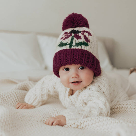Coneflower Plum Hand Knit Beanie Hat Baby & Kids SALE - Wild Child Hat CoHuggalugs