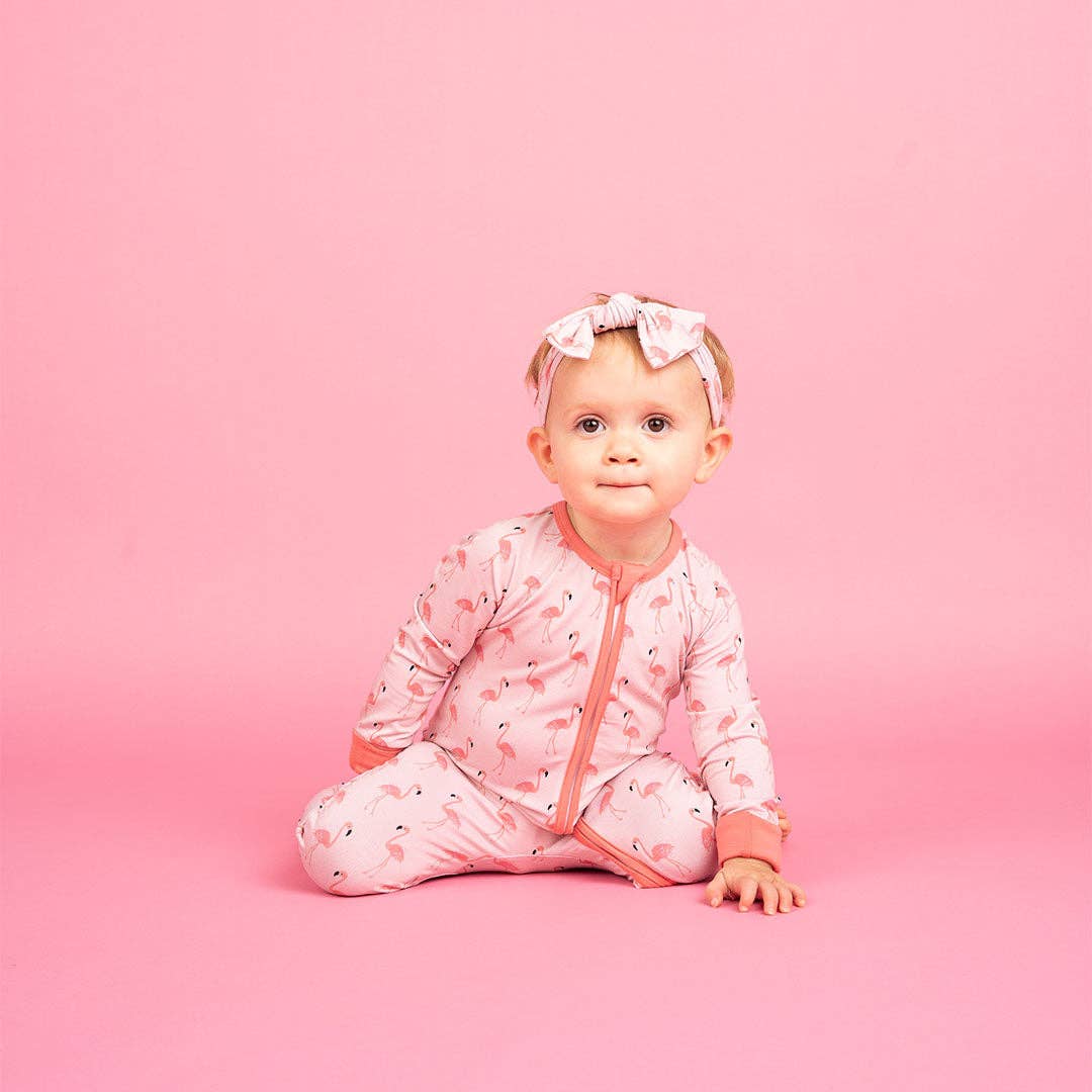 Fancy Flamingos Pink Bamboo Baby Pajamas Convertible Sleeper - Wild Child Hat CoEmerson and FriendsPajamas