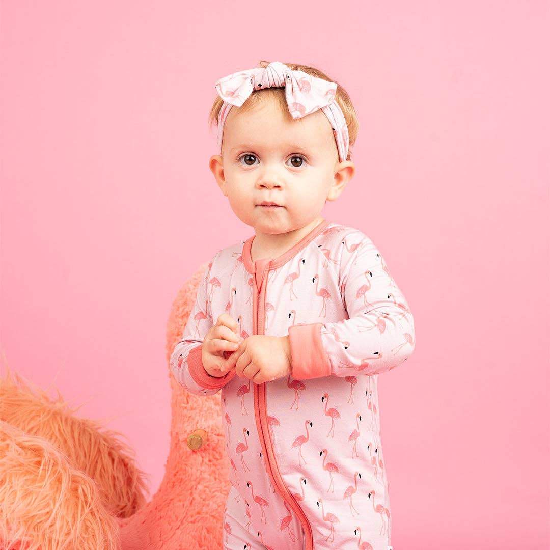 Fancy Flamingos Pink Bamboo Baby Pajamas Convertible Sleeper - Wild Child Hat CoEmerson and FriendsPajamas