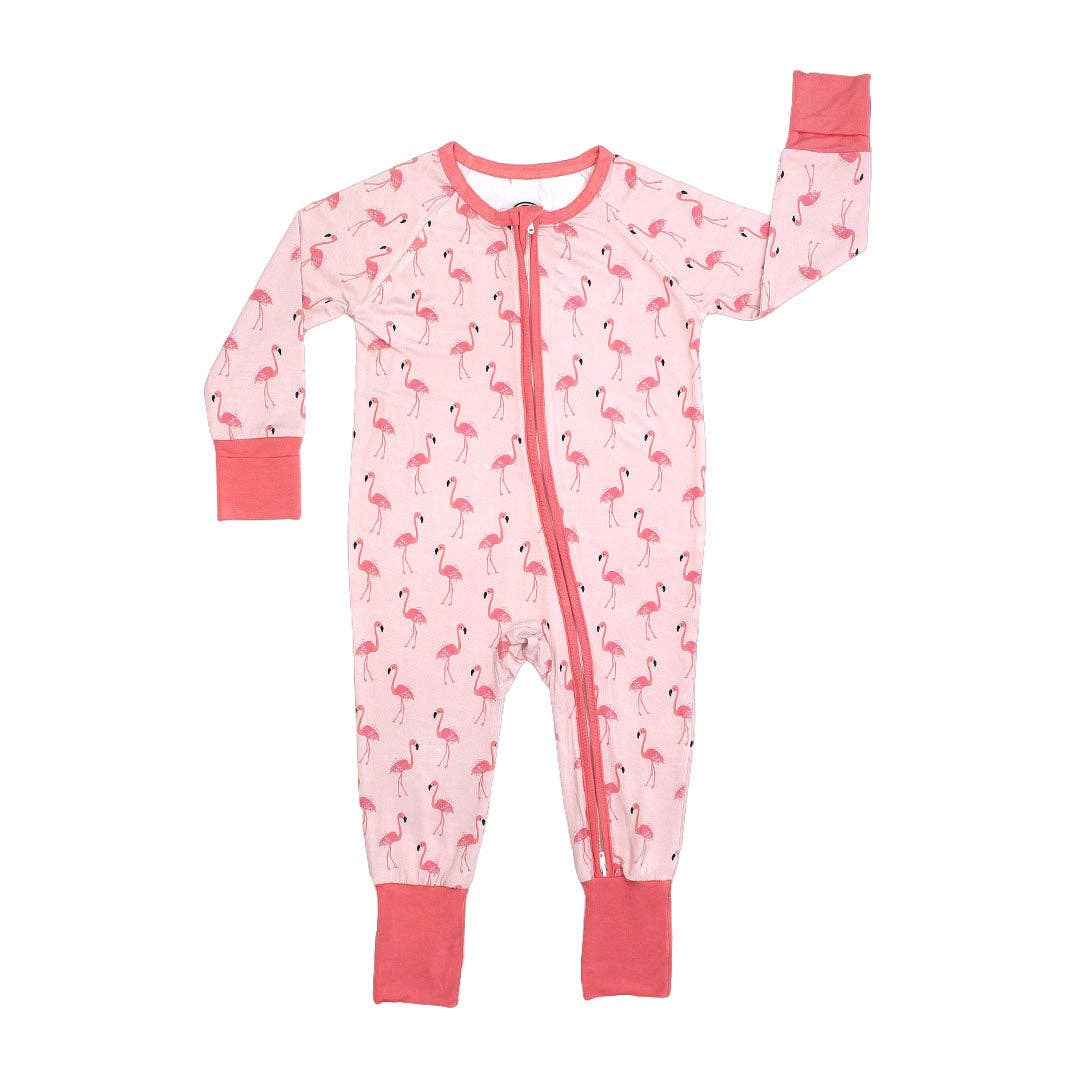 Fancy Flamingos Pink Bamboo Baby Pajamas Convertible Sleeper - Wild Child Hat CoEmerson and FriendsPajamas