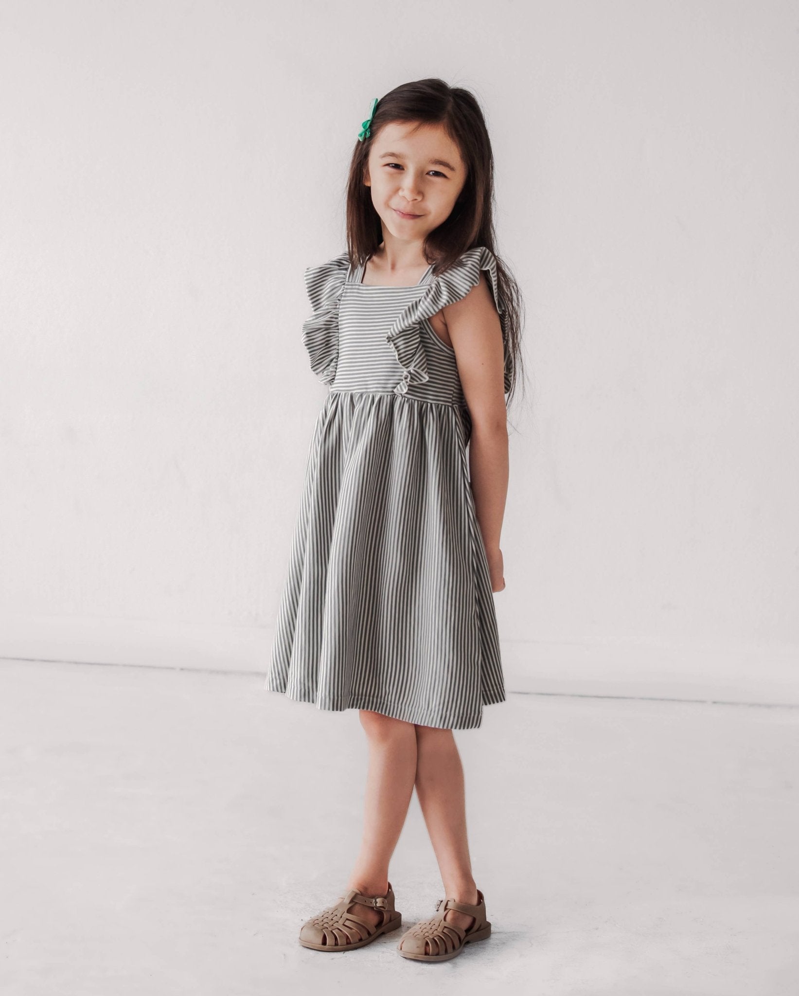 Flutter Tank Dress - Steel Stripe - Wild Child Hat CoCity Mouse Studio