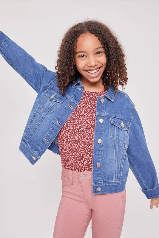 Girl's Basic Denim Jacket- Light Wash - Wild Child Hat CoYMIDenim Jacket