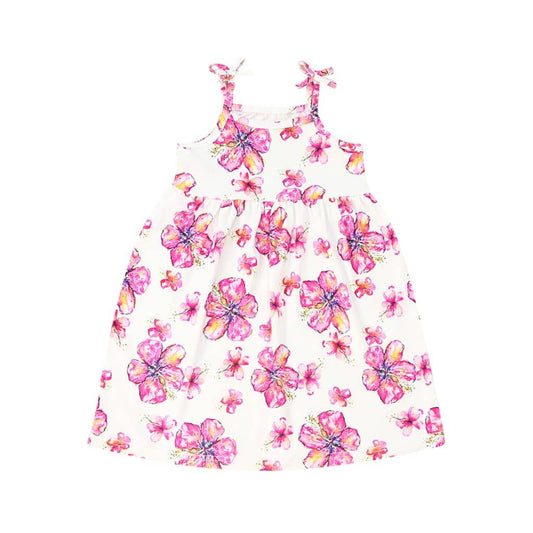 Hibiscus Kiss Kids Bamboo Spaghetti Strap Dress - Wild Child Hat CoCoco Moon