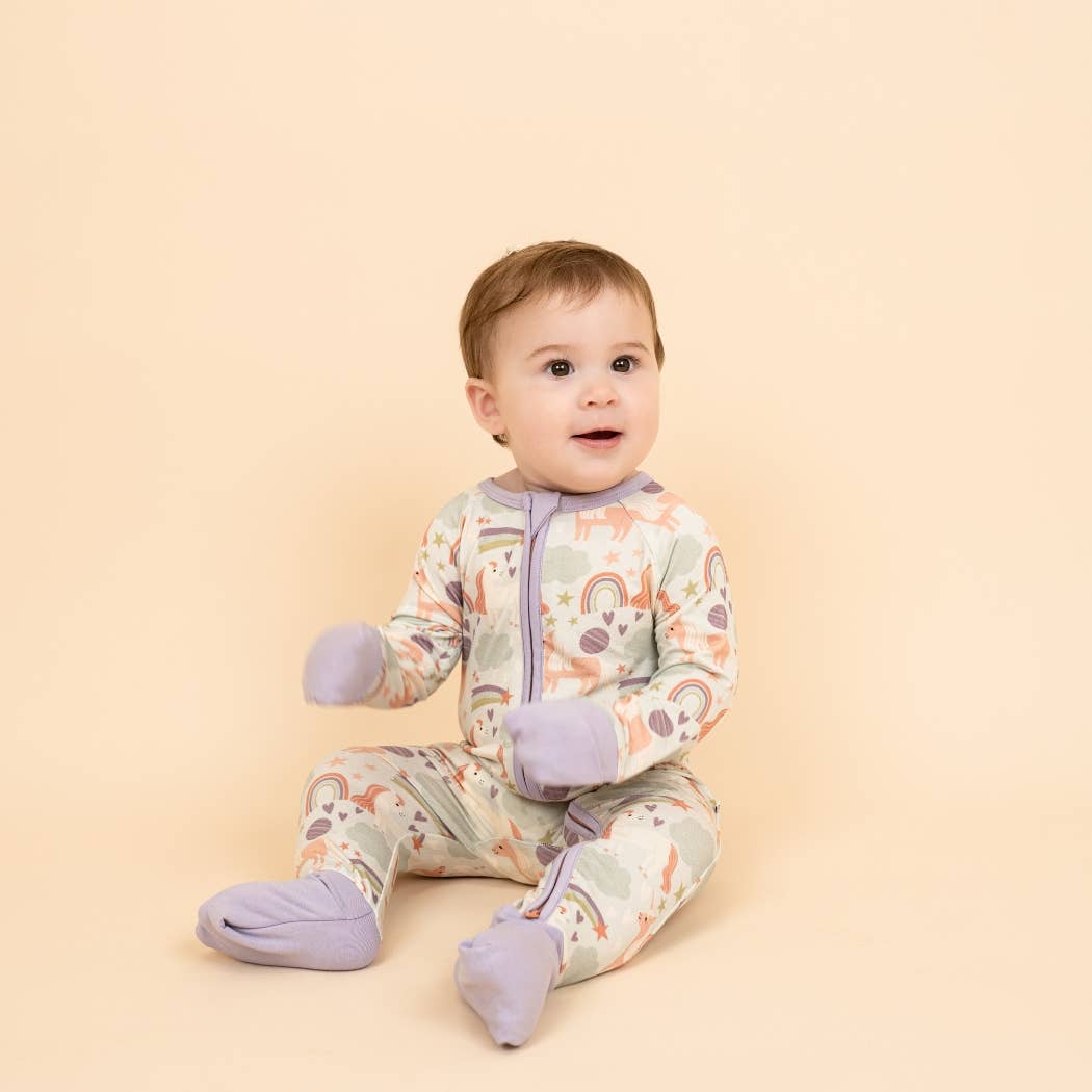 Magical Unicorns Bamboo Convertible Baby Pajamas - Wild Child Hat CoEmerson and Friends
