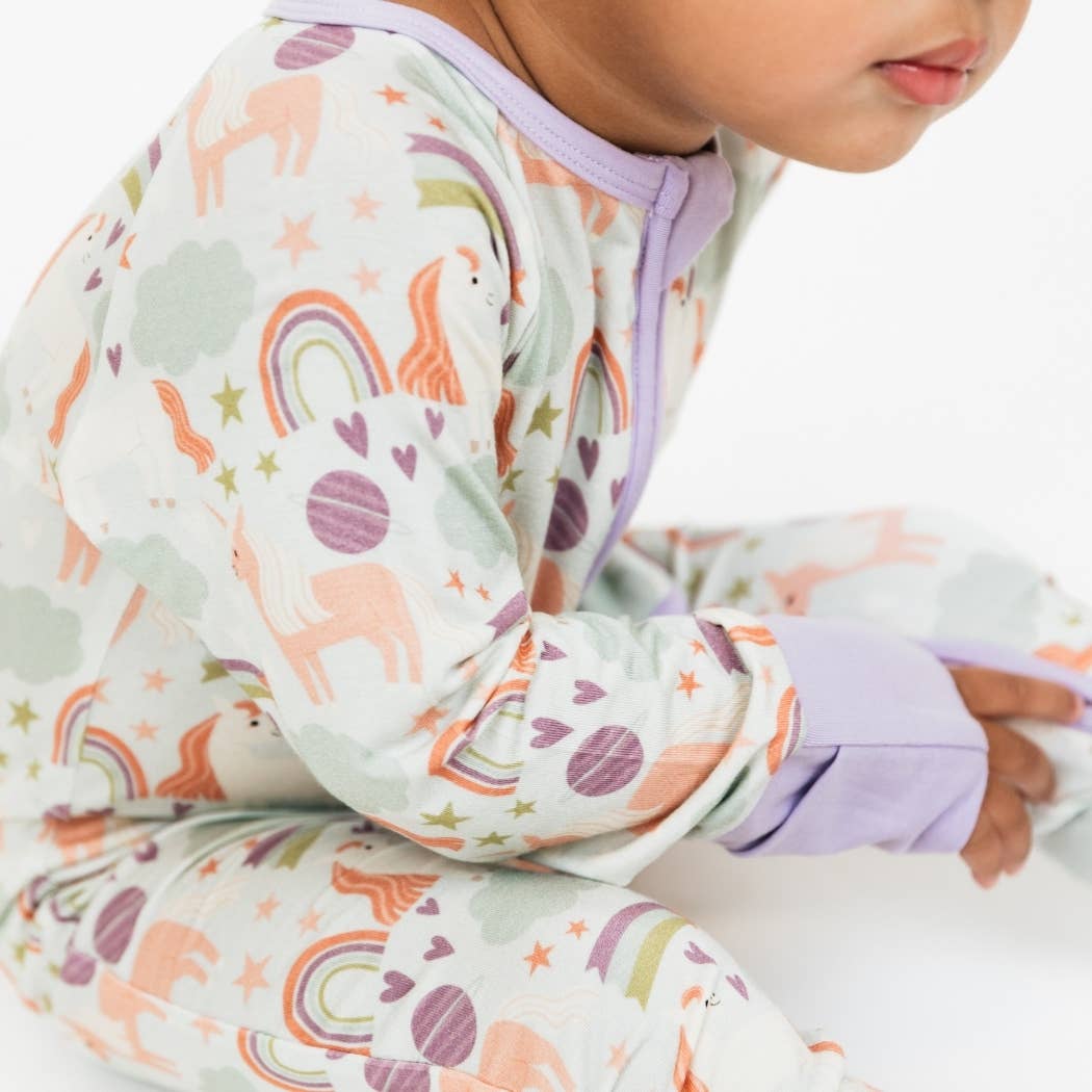 Magical Unicorns Bamboo Convertible Baby Pajamas - Wild Child Hat CoEmerson and Friends