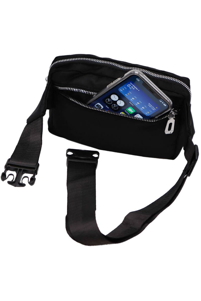 Minimal Matte Black Belt Bum Fanny Pack - Wild Child Hat CoCap Zone