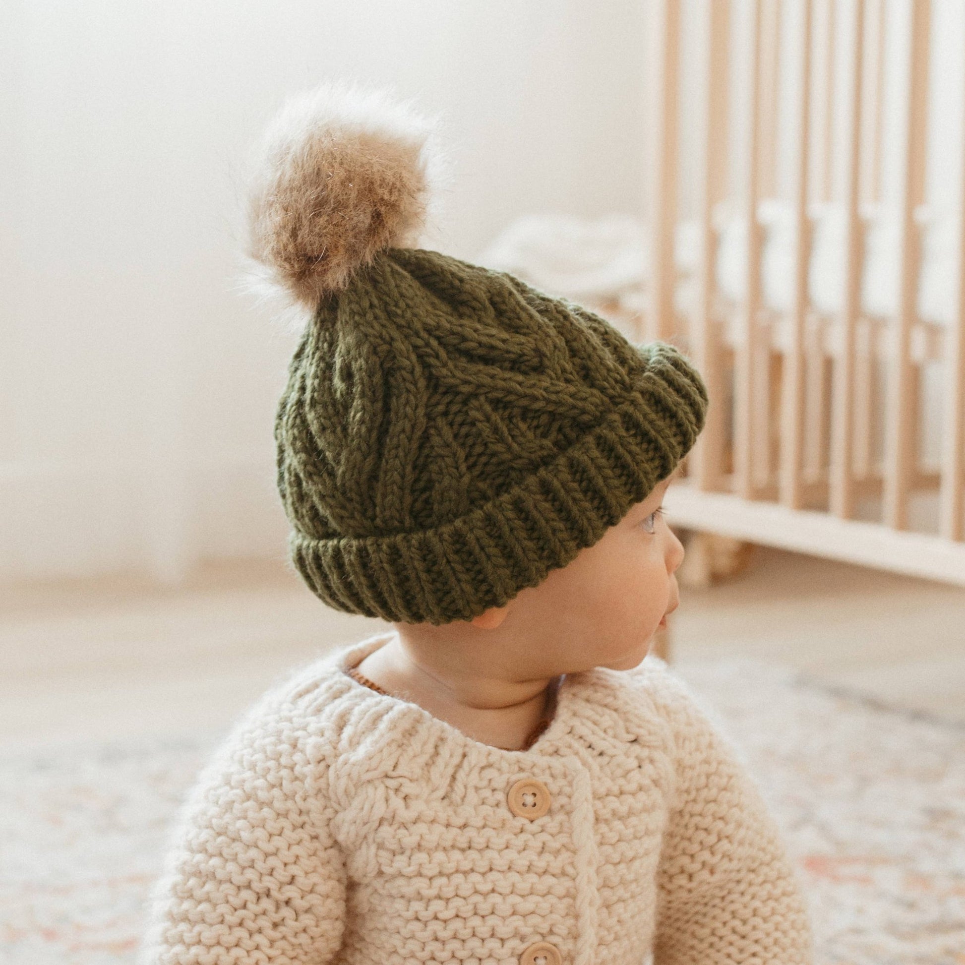 Mossy Pop Pom Pom Beanie Hat Baby & Kids SALE - Wild Child Hat CoHuggalugs