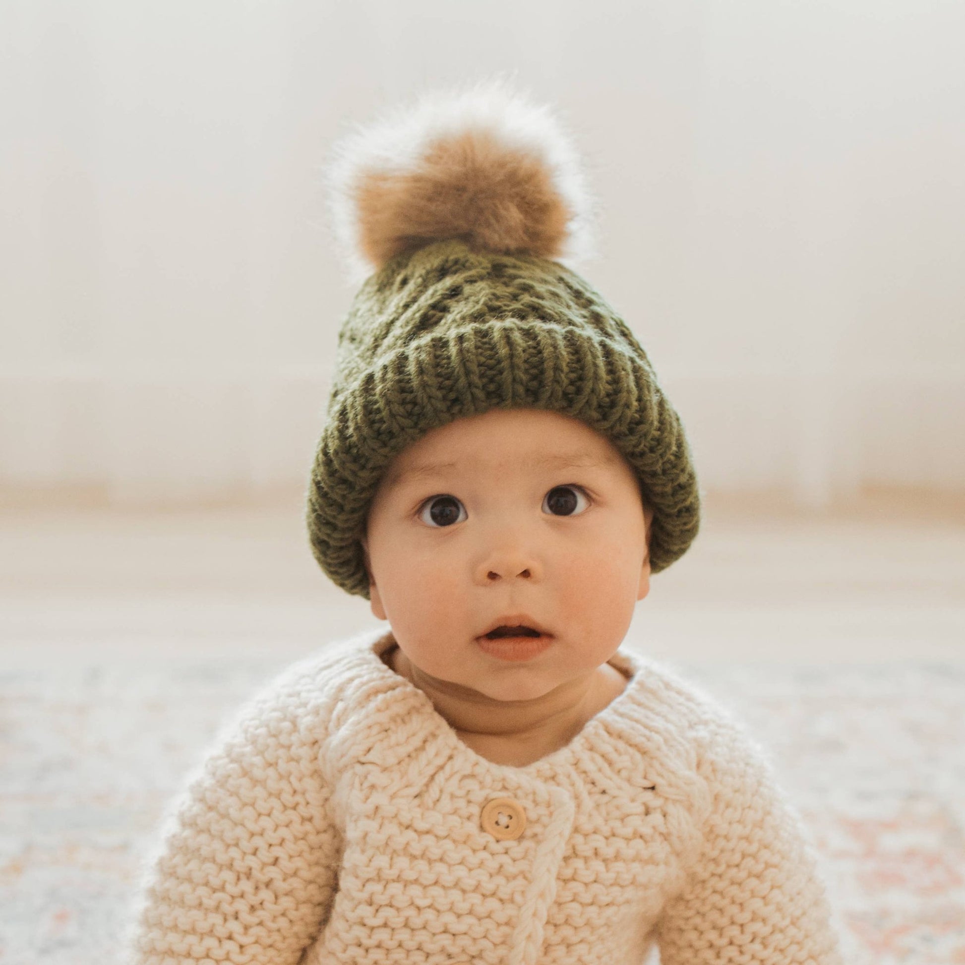 Mossy Pop Pom Pom Beanie Hat Baby & Kids SALE - Wild Child Hat CoHuggalugs