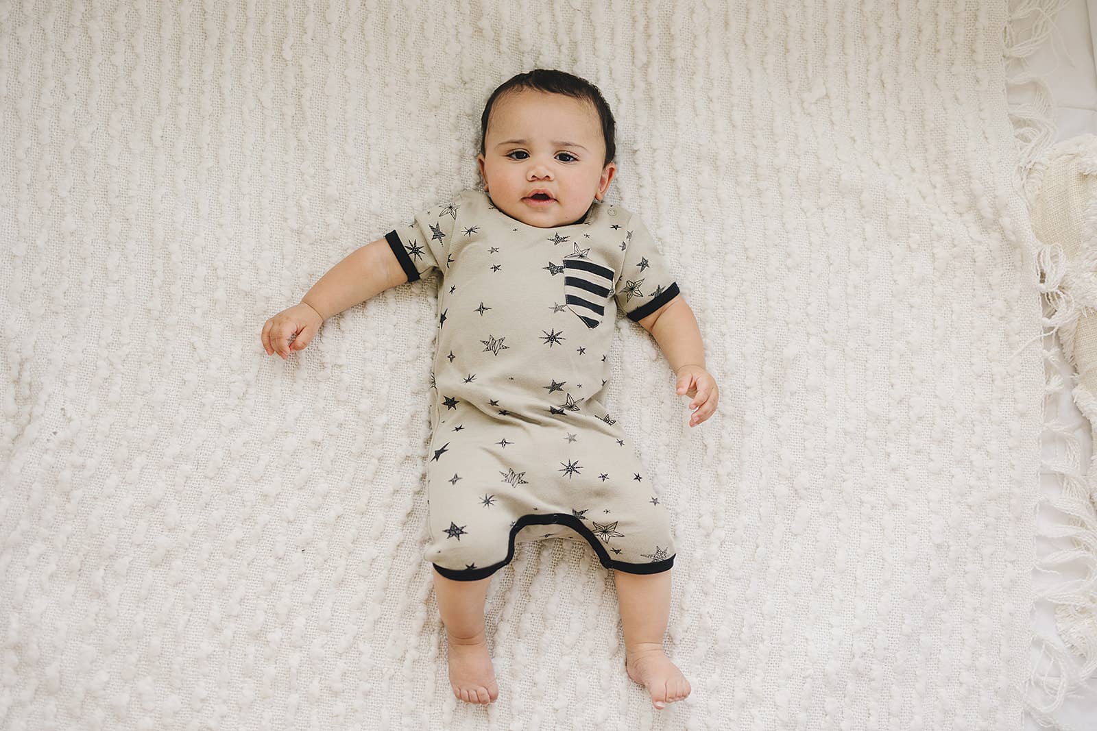 Organic Cotton Short Sleeve Romper - Cosmic Stars - Wild Child Hat CoCat & Dogma