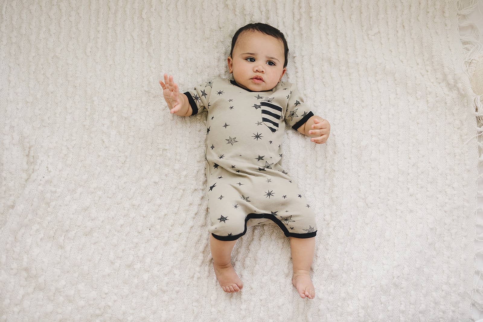 Organic Cotton Short Sleeve Romper - Cosmic Stars - Wild Child Hat CoCat & Dogma