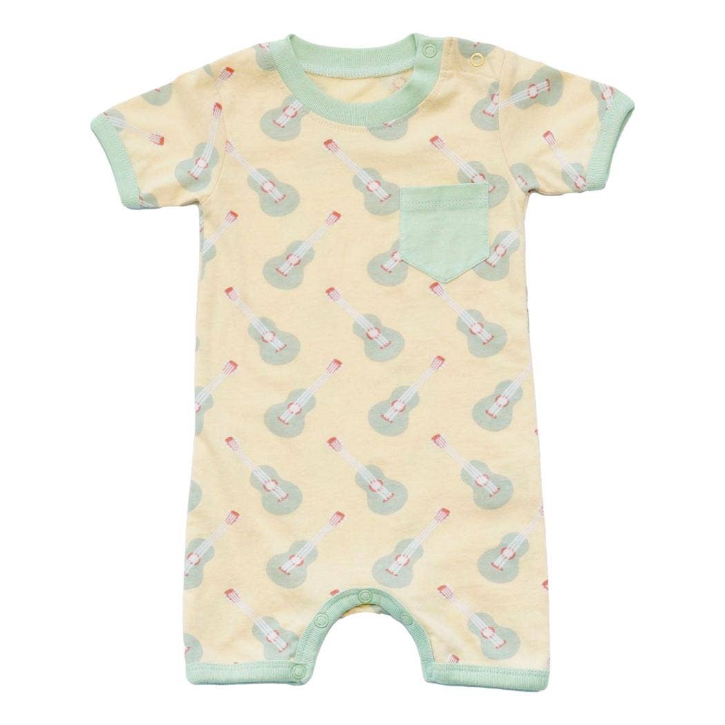 Organic Cotton Short Sleeve Romper - Ukulele - Wild Child Hat CoCat & Dogma