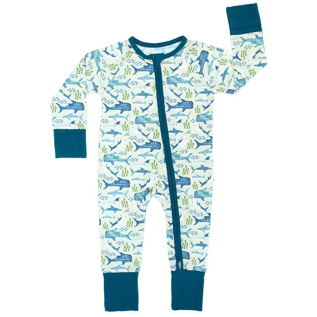 Shark Friends Ocean Bamboo Convertible Baby Pajamas - Wild Child Hat CoEmerson and FriendsPajamas