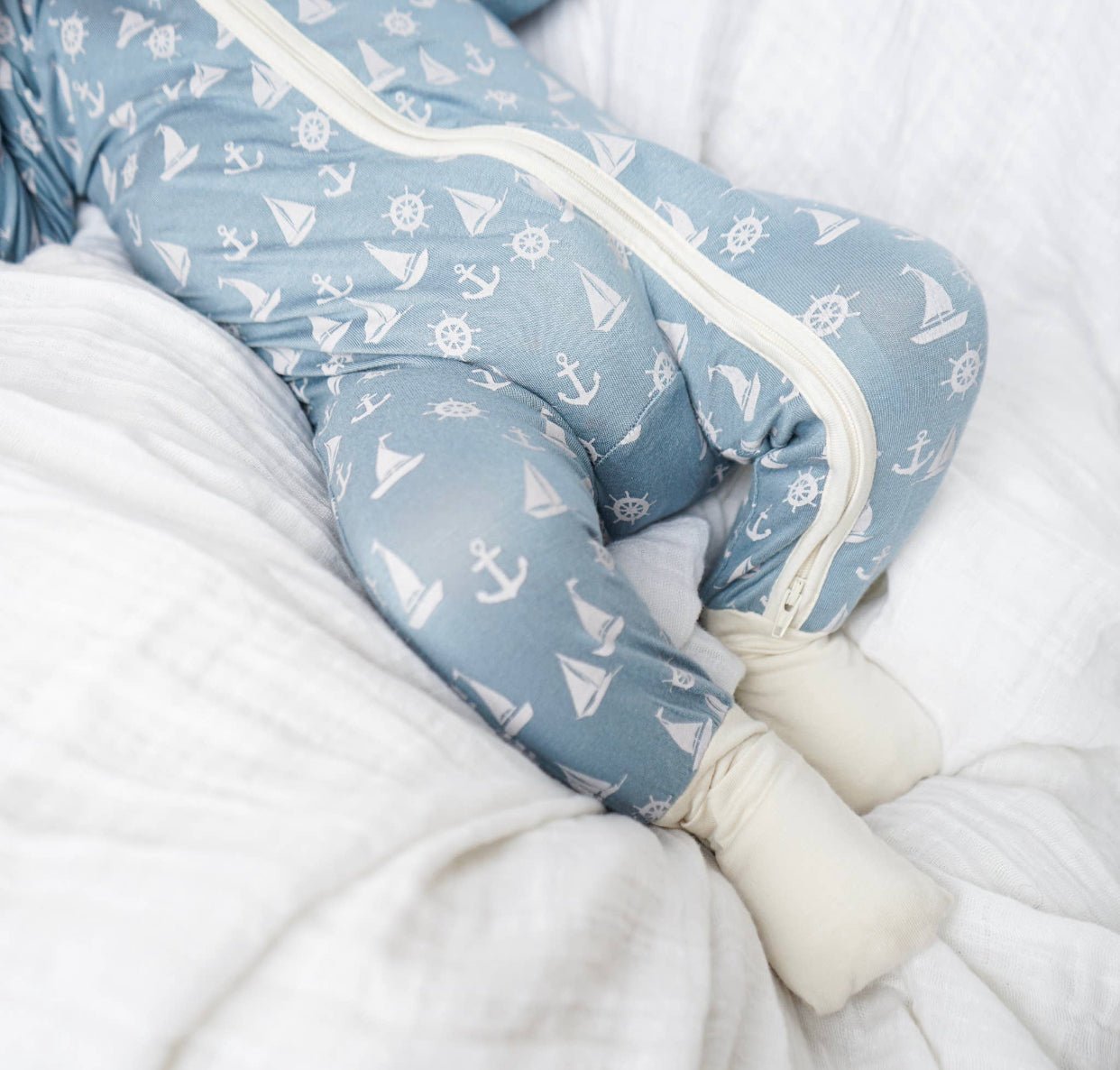 Anchors Away Bamboo Convertible Baby Pajama - Wild Child Hat CoEmerson and Friends