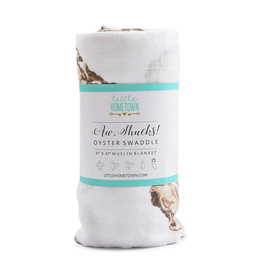 Aw, Shucks! Oyster Baby Muslin Swaddle Blanket - Wild Child Hat CoLittle HometownSwaddle
