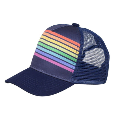 Blue Rainbow Stripe Trucker Hat - Wild Child Hat CoWild Child Hat CoTrucker Hat