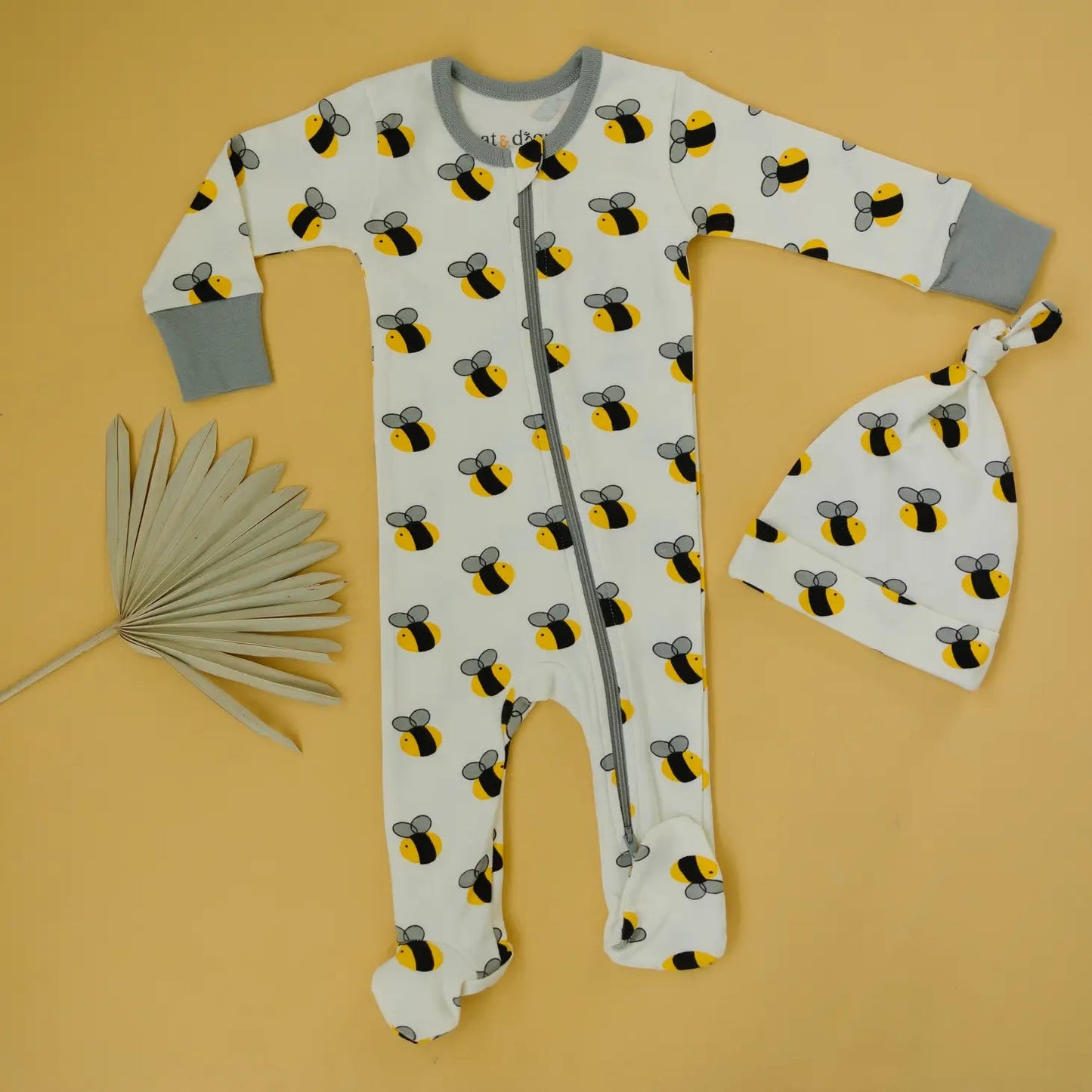 Bumble Bee Organic Baby Footie Pajamas - Wild Child Hat CoCat & DogmaPajamas