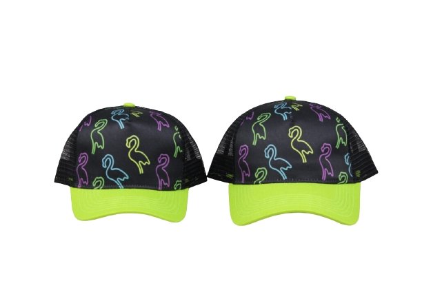 Green Retro Flamingo Trucker Hat - Wild Child Hat CoWild Child Hat CoTrucker Hat